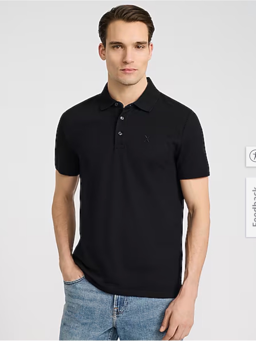 Express Men's Black Short-Sleeve Polo